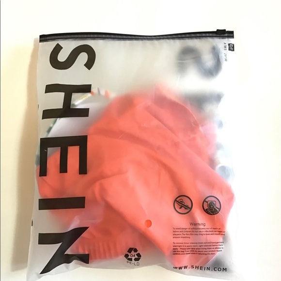 Shein Orange Floral One Shoulder High Waisted 2pc Bikini Set Size Large - Picture 6 of 10